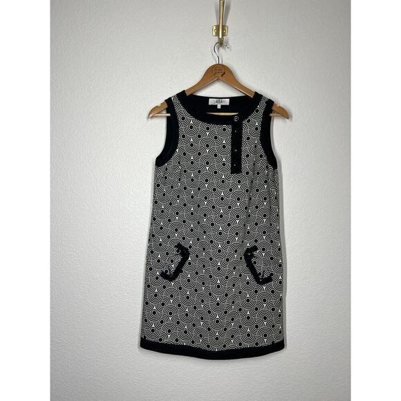 Tibi Mod Go go Mini Dress Size 2 Black White Geometric Swirl - Picture 1 of 5